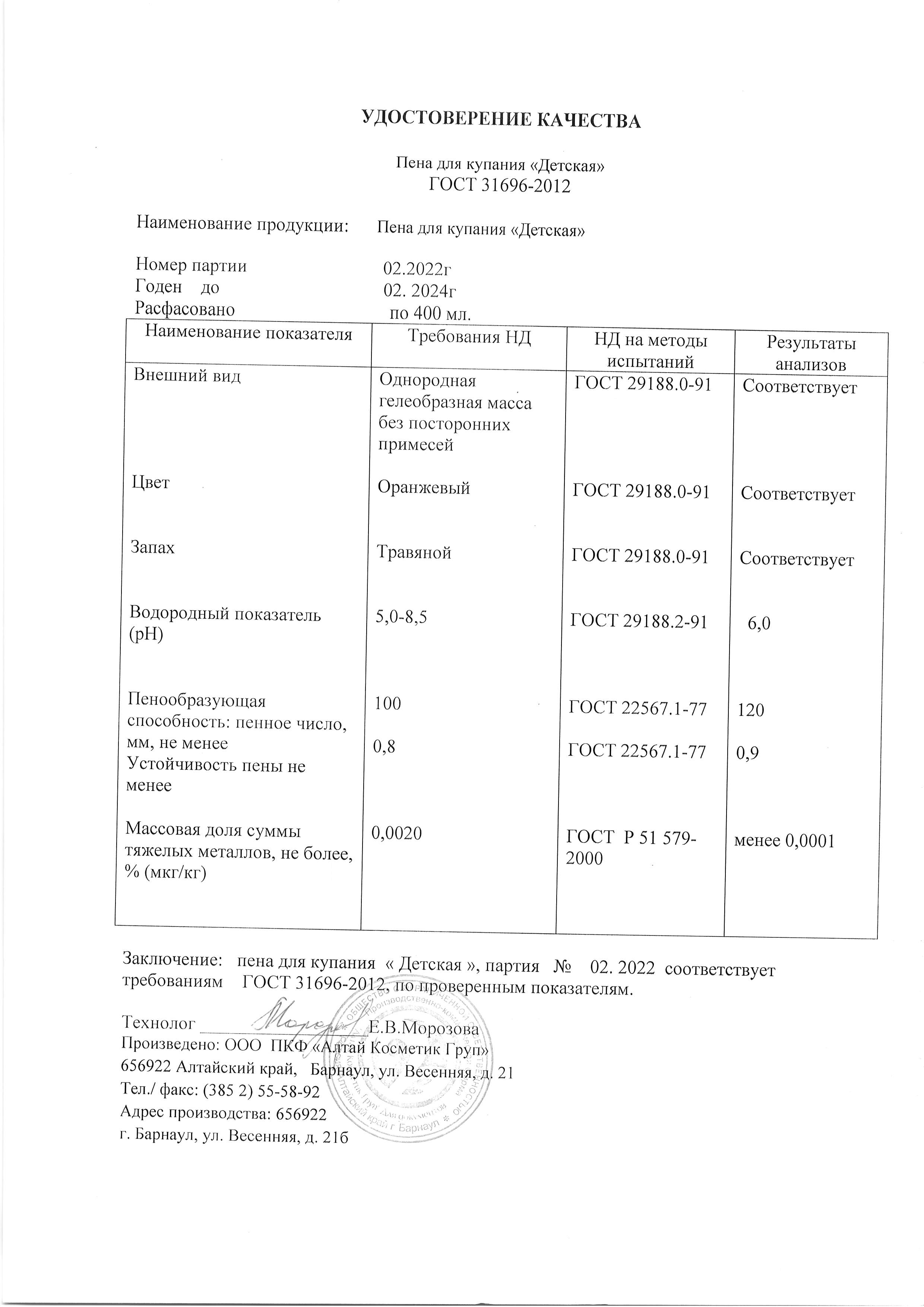 Паспорт №022022